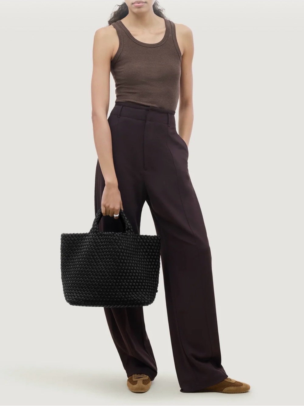 NAGHEDI signature neoprene St. Barths Medium Tote in Onyx with pouch